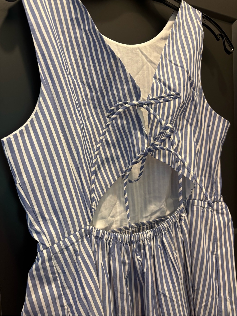 Boden Sleeveless Poplin Dress 8 Reg NWT Surf the Web Stripe Blue White Midi Maxi - Picture 10 of 13